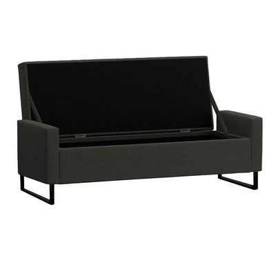 Recamier Bau Paris Base De Metal 1,20m Suede Preto - Inova Decorações