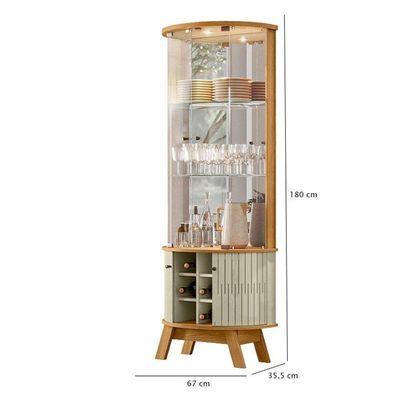 Estante Home Theater Suspenso íris Cumaru Com Cristaleira Marina Cumaru Opala – Madetec