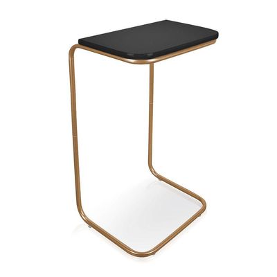 Kit 2 Mesas Lateral Tampo Multiuso P/ Sófá Base Dourado