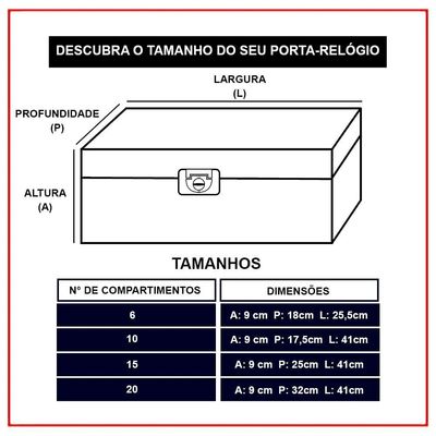 Estojo Porta Relógio Cerejeira 6 Slots