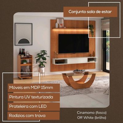 Painel TV 75 Polegadas Mesa De Centro E Aparador Bar BBO3 Arly Cinamomo