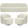 Sofá 3 Lugares Curvo Orgânico com 02 Poltronas Para Sala Living 220cm Barolo L06 Veludo Bege - Lyam Decor