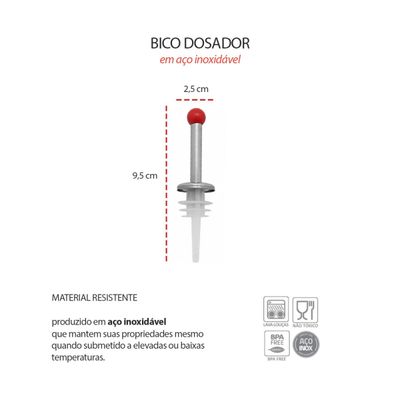 Colher Bailarina e Bico Dosador Inox Bebidas Suco Bartender