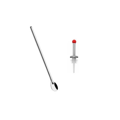 Colher Bailarina e Bico Dosador Inox Bebidas Suco Bartender