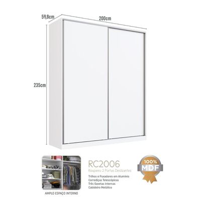 Guarda Roupa 2 Portas de Correr 2006 Emovell Branco