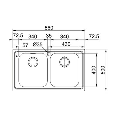 CUBA FRANKE SMART DUPLA DE SOBREPOR SRX 620 86x50 14869