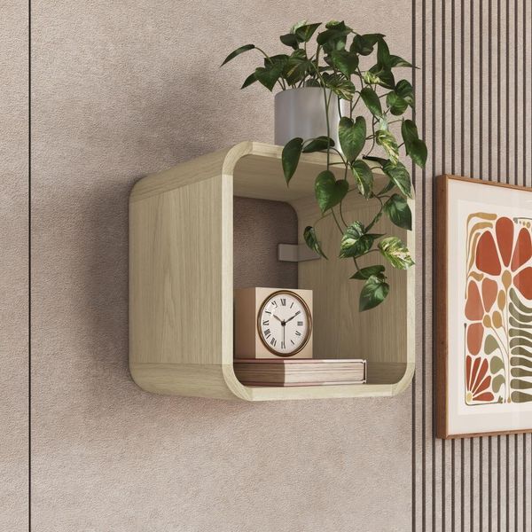 Nicho Prateleira Decorativa Infantil 30x30cm Organizador Para Quarto E Decoração Carvalho Araguaia