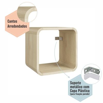 Nicho Prateleira Decorativa Infantil 30x30cm Organizador Para Quarto E Decoração Carvalho Araguaia