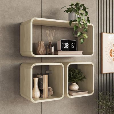 Nicho Prateleira Decorativa Infantil 30x30cm Organizador Para Quarto E Decoração Carvalho Araguaia