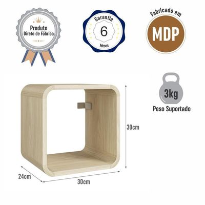 Nicho Prateleira Decorativa Infantil 30x30cm Organizador Para Quarto E Decoração Carvalho Araguaia