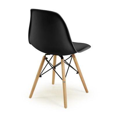 Conjunto 10 Cadeiras Charles Eames Eiffel Wood Base Madeira - Preta