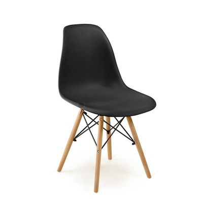 Conjunto 10 Cadeiras Charles Eames Eiffel Wood Base Madeira - Preta