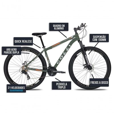Bicicleta Colli Toronto Aluminio Aro 29 Disco-shimano 21v Verde Militar