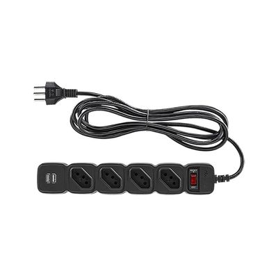 Protetor Eletronico Intelbras C/ 4 Tomadas E 2 Usb - Epe 204 Usb Pt
