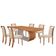 Mesa Zeus 180cm Tampo Laminado Canto Barril Com 6 Cadeiras Linho Off Imbuia Natural