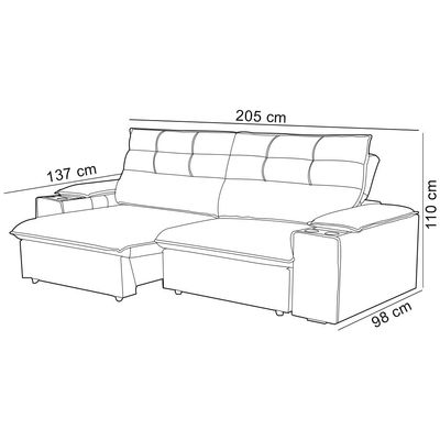 Sofá Retrátil Reclinável Para Sala 3 Lugares 205cm Gordon F04 Veludo Cinza Claro - Lyam Decor