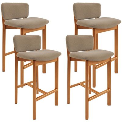 Kit 04 Banquetas Alta Para Cozinha Sala de Jantar Bar Dara L02 Bouclê Bege - Lyam Decor