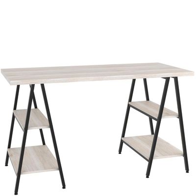 Mesa Para Escritório Estilo Industrial Cavalete Form C01 135cm Snow - Lyam Decor