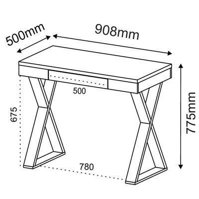 Mesa Para Escritório Escrivaninha Cavalete 01 Gaveta Veneza A02 Web Preto - Lyam Decor