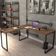 Kit Mesa De Escritório Industrial em L com Estante 5 Prateleiras Form C01 150x150 Nogal - Lyam Decor