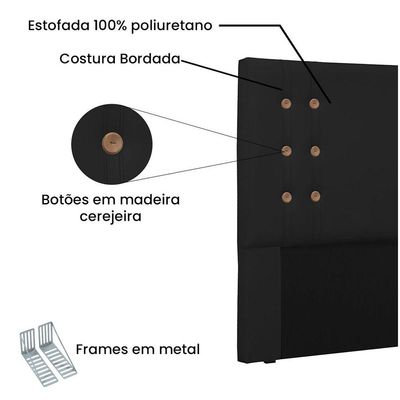 Cabeceira Gênova para Cama Box Casal 140cm Corino Preto