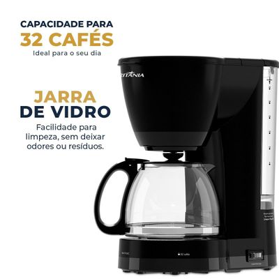 Cafeteira Britânia 32 Cafés Jarra de Vidro 1,2L BCF32C 220V