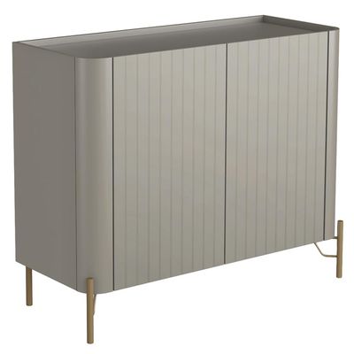 Aparador Buffet Sala de Jantar 2 Portas Brise Pés Industrial Dourado Naim I03 Grigio - Lyam Decor