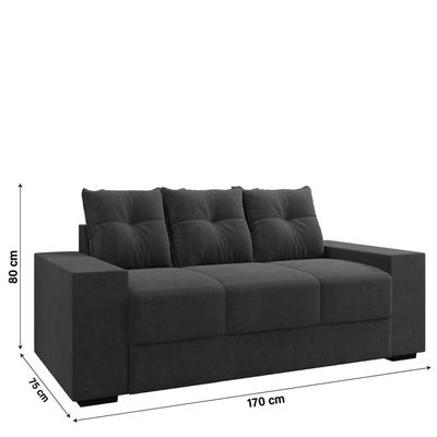 Sofá Namoradeira 3 Lugares 1,70m Ibiza Suede Selmer Cinza