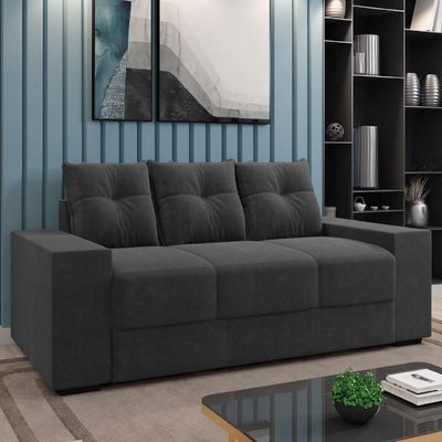 Sofá Namoradeira 3 Lugares 1,70m Ibiza Suede Selmer Cinza