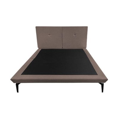 Base Box Cama Japonesa Toquio Casal Com Cabeceira Almofada Linho Marrom
