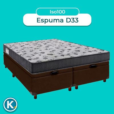 Cama + Bau Blindado E Colchão D33 Casal - Iso100 Ortobom