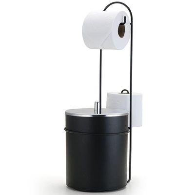 Suporte De Chão Para Papel Higiênico Com Lixeira Black - 2518 - Arthi