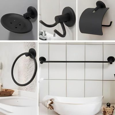 Kit Para Banheiro De Inox E Alumínio 5 Peças Preto Fosco 7099 - 774177 - Stoc
