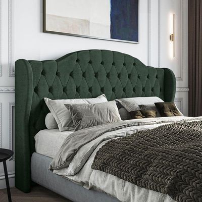 Cabeceira Estofada Solteiro 90 Cm Cristal Veludo Verde