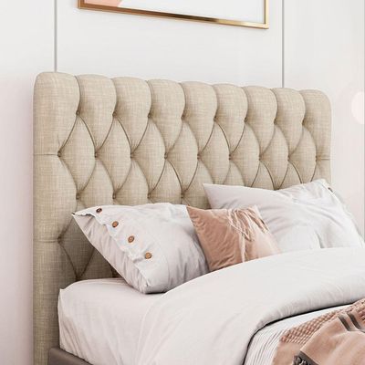 Cabeceira Estofada Casal 140 Cm Topázio Linho Bege