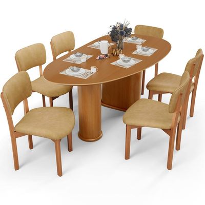 Mesa Para Sala de Jantar Ourense com 06 Cadeiras Sala de Jantar Dara L02 Couríssimo Fendi - Lyam Decor