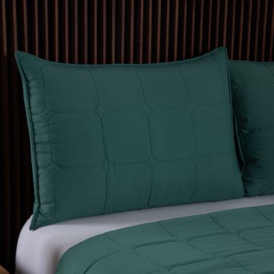Kit Cobre Leito Colcha Speciale Queen Matelado Toque Acetinado 400 Fios 3 Peças Verde