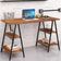 Kit Mesa Cavalete 135 cm com Estante 5 Prateleiras Estilo Industrial Form C01 Nogal - Lyam Decor