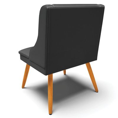 Kit 3 Cadeiras Decorativas Sala de Jantar Pés Palito de Madeira Firenze PU Preto Fosco/Natural G19 - Gran Belo