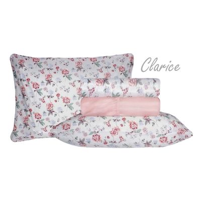 Jogo de Cama Duplo Casal 4 Peças 140 Fios 250x220cm Clarice Realce Premium - Sultan