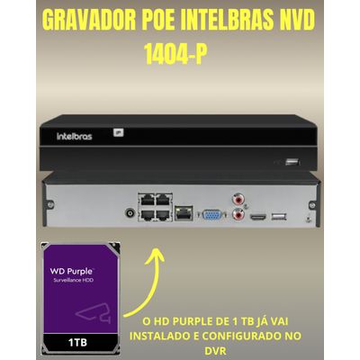 Kit 2 Câmeras IP Vipc Intelbras NVD 1404P HD 1TB Purple