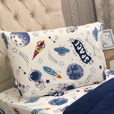 Edredom Mimos Solteiro Dupla Face Malha Manta Soft Astronauta - 100% Algodão
