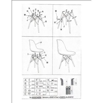 Cadeira Charles Eames Eiffel Dkr Wood - Design - Preta