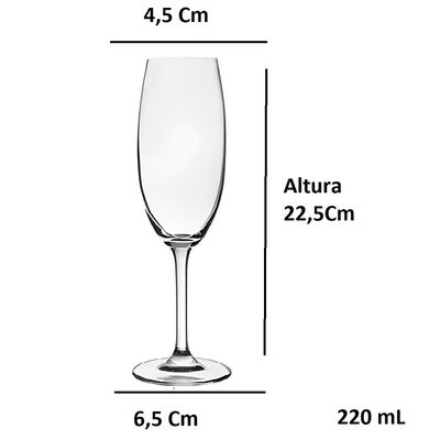 Jogo 2 Taças Champagne Espumante de Cristal 220ml - Conjunto Taças Titânio - Gastro - Luxo
