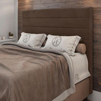 Cabeceira Decorativa Bacoli Casal 140cm Veludo Marrom - Gran Belo