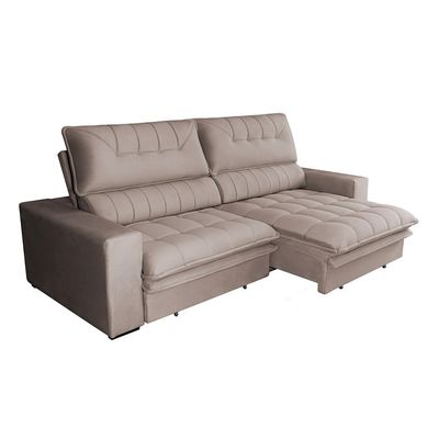 Sofá 3 Lugares Retrátil e Reclinável Mustang Veludo Castanho 210 cm