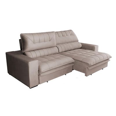 Sofá 3 Lugares Retrátil e Reclinável Mustang Veludo Castanho 210 cm