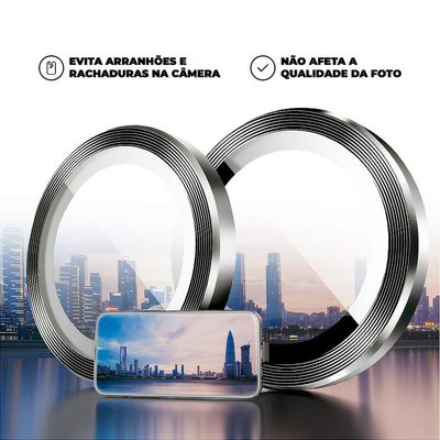 Protetor de lente One Armor para iPhone 16 Plus - Prata - Gshield