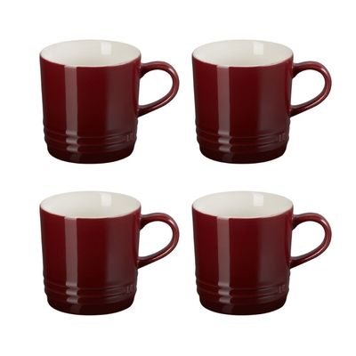 KIT LE CREUSET 4 CANECAS EM CERAMICA 200ML VERMELHO RHONE