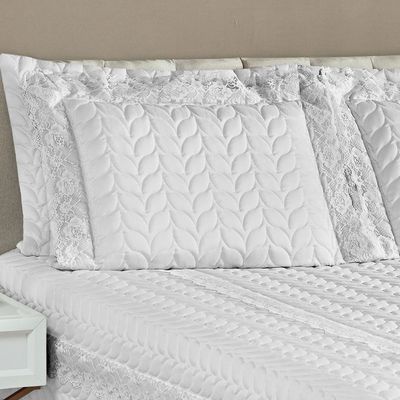 Kit Colcha Madalene Queen Micropercal 200 Fios 5 Peças - Branco